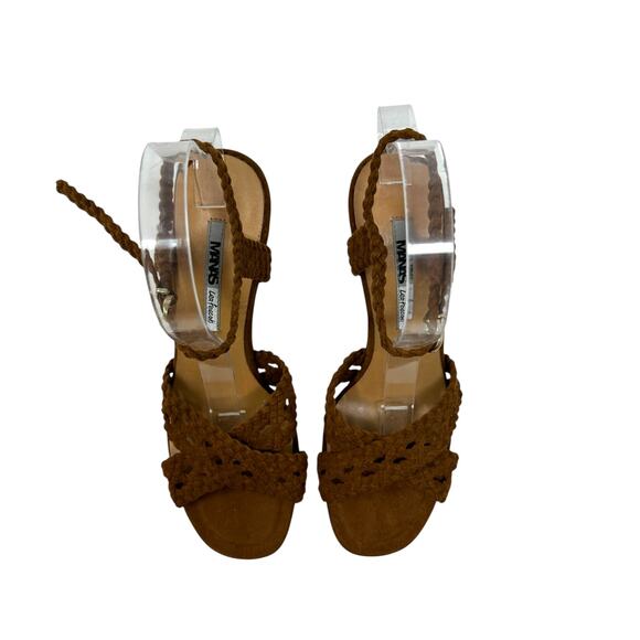 Manas Lea Foscati High Heels Platform Braided Suede Brown Tan Size 38 US 8 - Picture 4 of 15